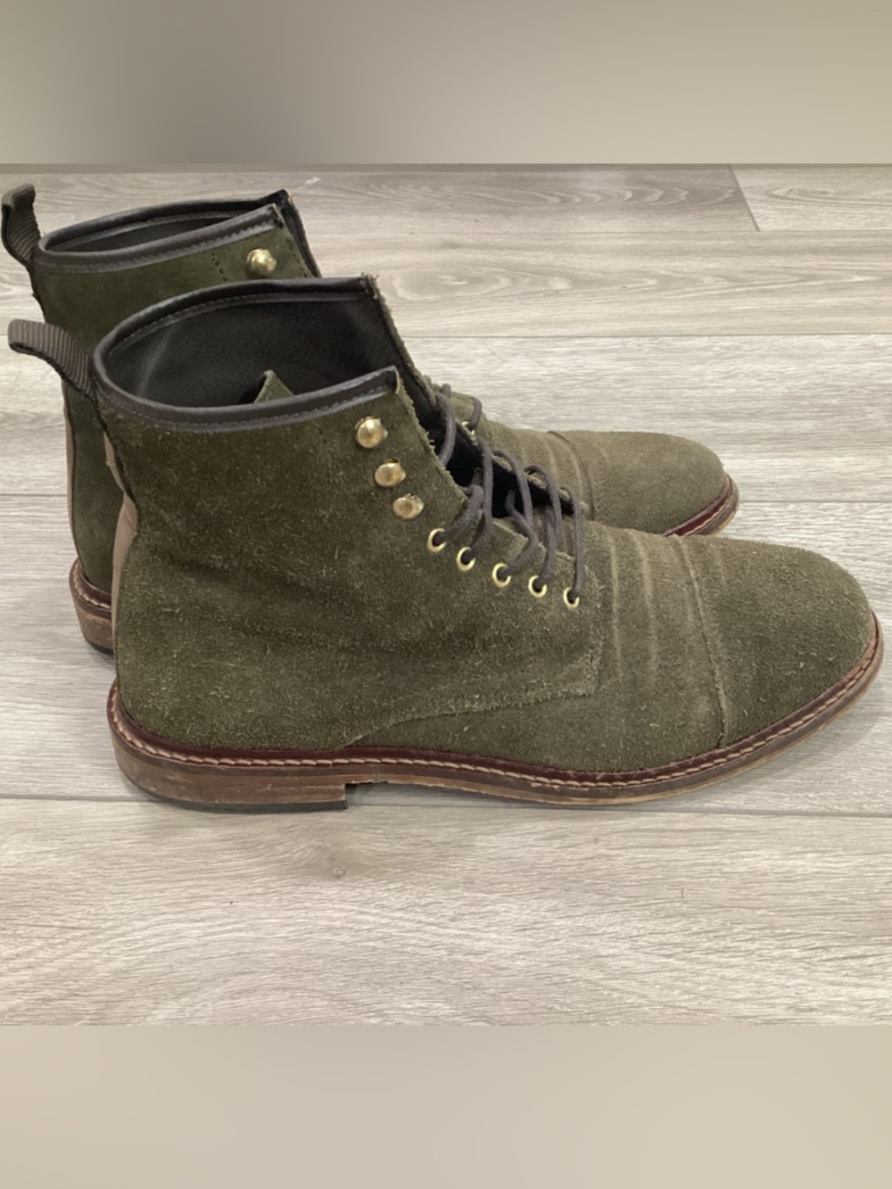 Shoe The Bear Men's Green Suede Curtis Lace Up Boots Size 8 EU 41 Olive / Hunter